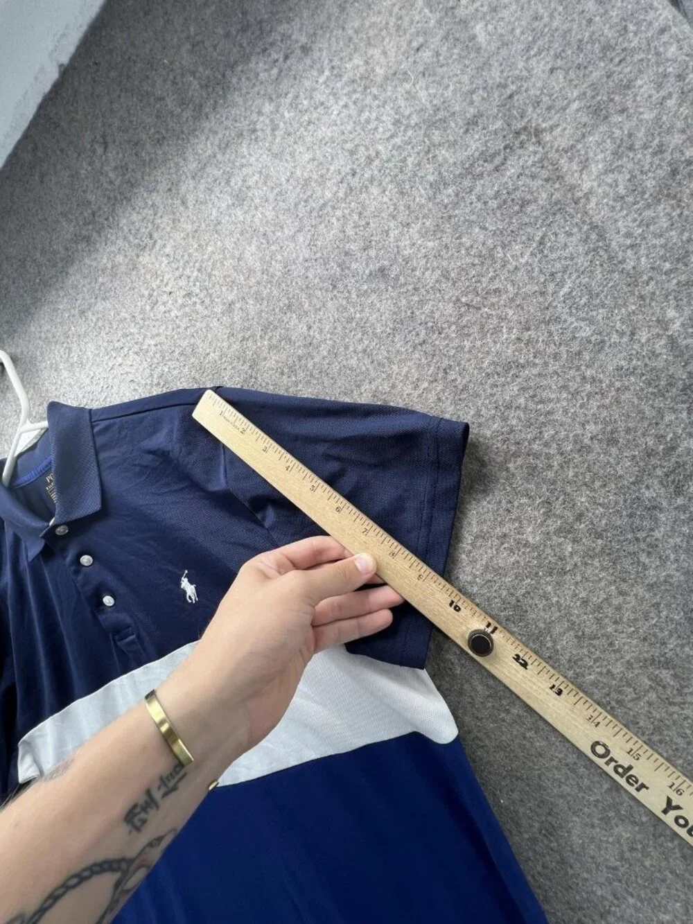 Polo Ralph Lauren Polo Shirt Men Medium Blue Colorblock Performance Golf Jersey